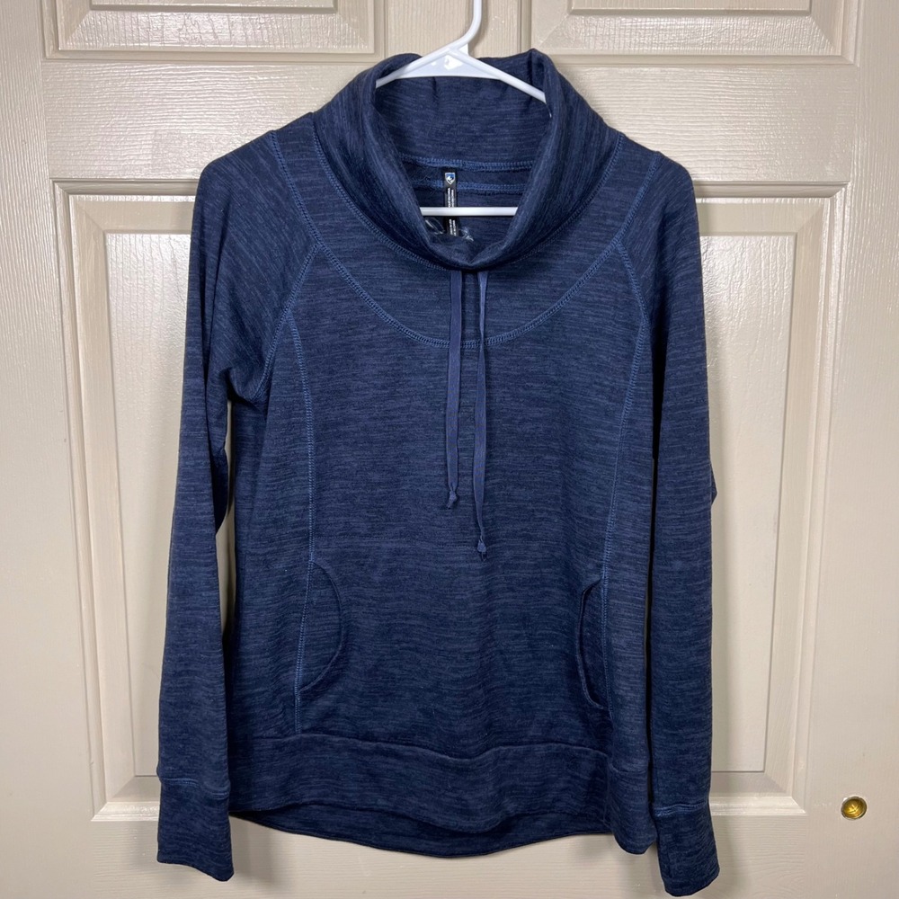 KUHL Womens Lea Pullover Cowl Neck Sweatshirt Heathered Blue Gorpcore Size M
